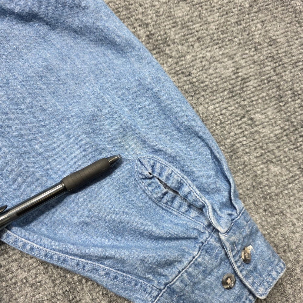 LL Bean Women's Large Denim Button Down Shirt Blue Cotton Long Sleeve P846 - Picture 6 of 11